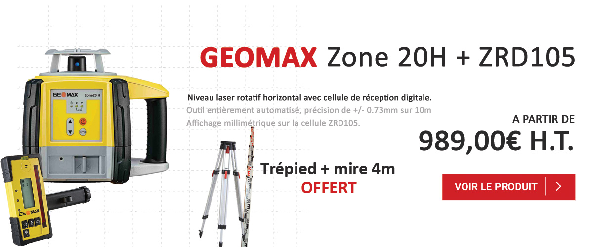 Niveau laser rotatif GEOMAX Zone 20H avec ZRD105 en pack